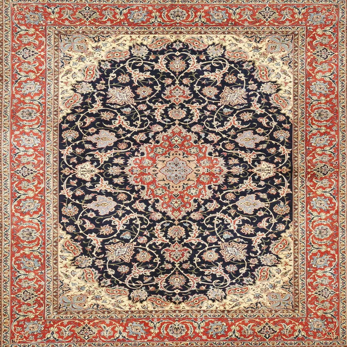 Square Traditional Brown Medallion Rug, tr4645