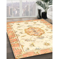 Traditional Golden Blonde Gold Medallion Rug, tr4646