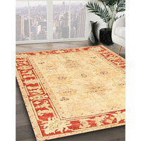 Traditional Indian Saffron Orange Persian Rug, tr4647