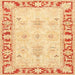 Square Traditional Indian Saffron Orange Persian Rug, tr4647