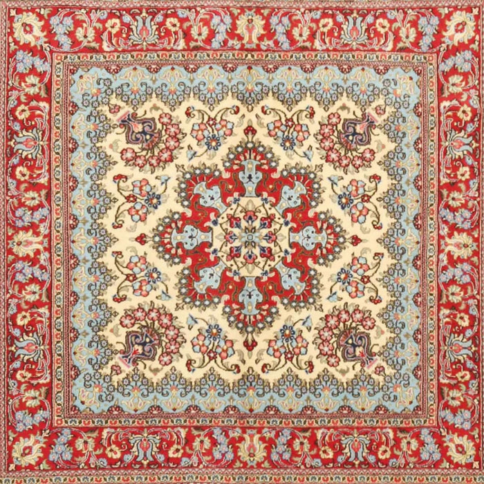 Square Traditional Brown Medallion Rug, tr4650