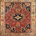 Square Traditional Fire Brick Red Oriental Rug, tr4651