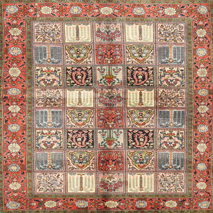 Square Traditional Chestnut Red Persian Rug, tr4653