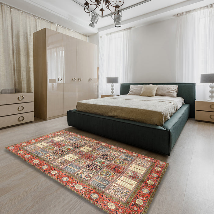 Machine Washable Traditional Chestnut Red Rug in a Bedroom, wshtr4653