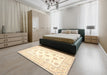 Traditional Golden Blonde Gold Oriental Rug in a Bedroom, tr4654