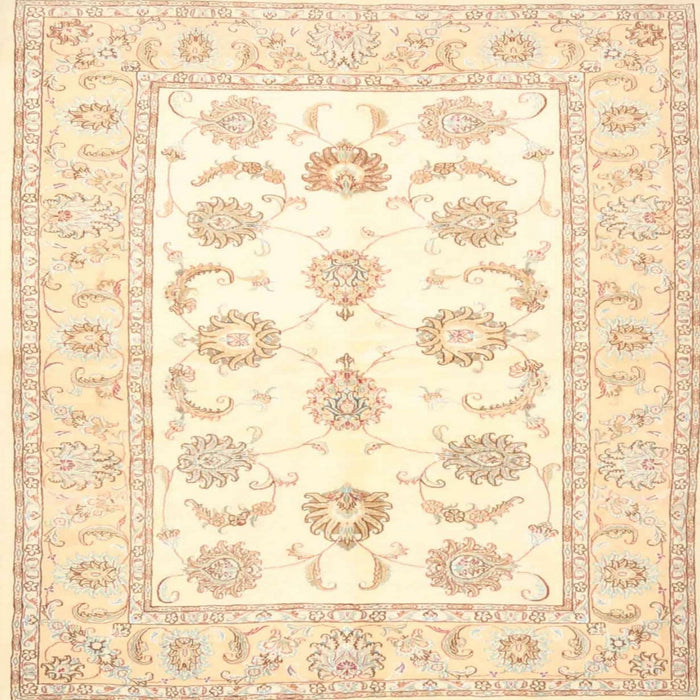 Square Traditional Golden Blonde Gold Oriental Rug, tr4654