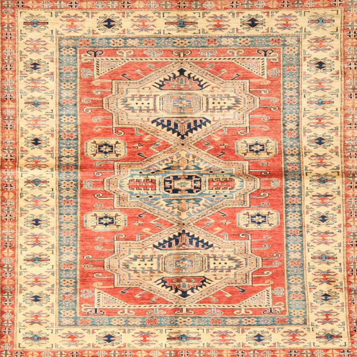 Square Traditional Orange Geometric Rug, tr4657