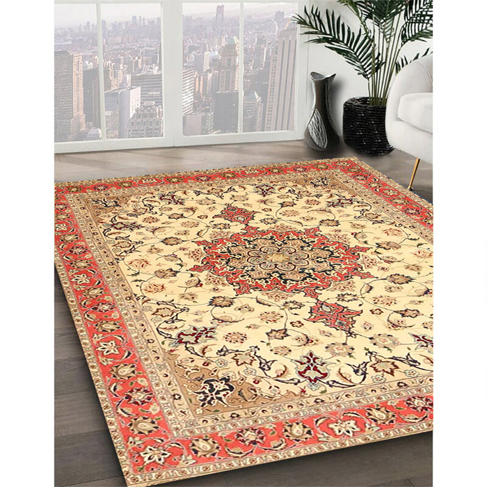 Machine Washable Traditional Chocolate Brown Rug in a Family Room, wshtr4663