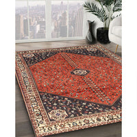 Traditional Orange Salmon Pink Medallion Rug, tr4664