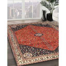 Traditional Orange Salmon Pink Medallion Rug in Family Room, tr4664