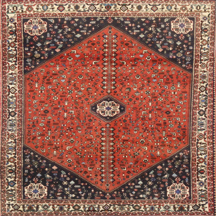 Square Traditional Orange Salmon Pink Medallion Rug, tr4664
