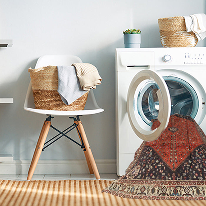 Machine Washable Traditional Orange Salmon Pink Rug in a Washing Machine, wshtr4664