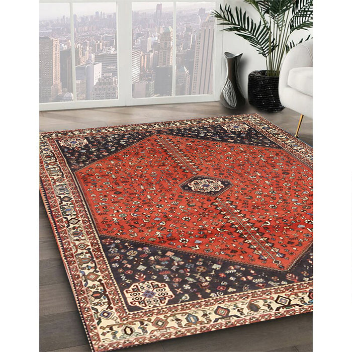 Machine Washable Traditional Orange Salmon Pink Rug in a Family Room, wshtr4664