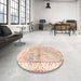 Round Traditional Tangerine Pink Animal Rug in a Office, tr4665