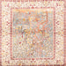 Square Traditional Tangerine Pink Animal Rug, tr4665