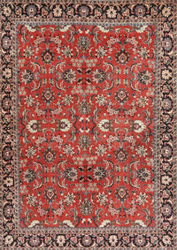 Machine Washable Traditional Tomato Red Rug, wshtr4667