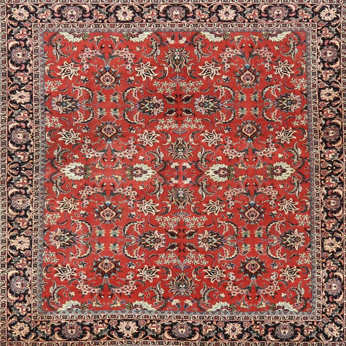 Round Machine Washable Traditional Tomato Red Rug, wshtr4667