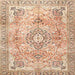 Square Traditional Chocolate Brown Medallion Rug, tr4668