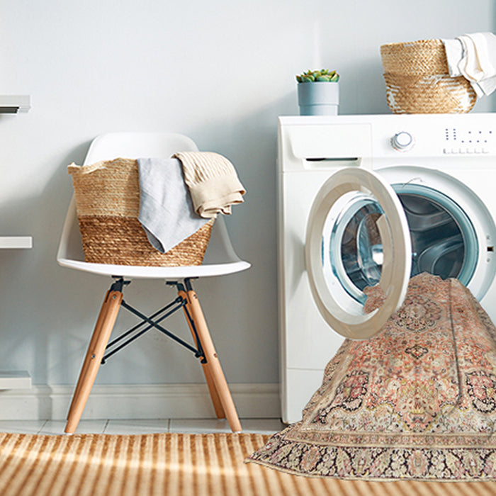 Machine Washable Traditional Chocolate Brown Rug in a Washing Machine, wshtr4668