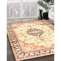 Traditional Sunrise Orange Medallion Rug, tr4669