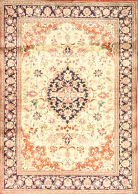 Machine Washable Traditional Sunrise Orange Rug, wshtr4669