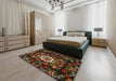 Machine Washable Traditional Brown Rug in a Bedroom, wshtr466