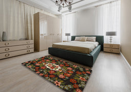 Traditional Brown Medallion Rug in a Bedroom, tr466