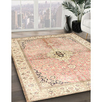 Traditional Khaki Gold Medallion Rug, tr4670