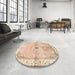 Round Machine Washable Traditional Khaki Gold Rug in a Office, wshtr4670