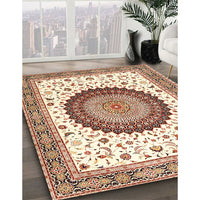 Traditional Khaki Gold Medallion Rug, tr4672