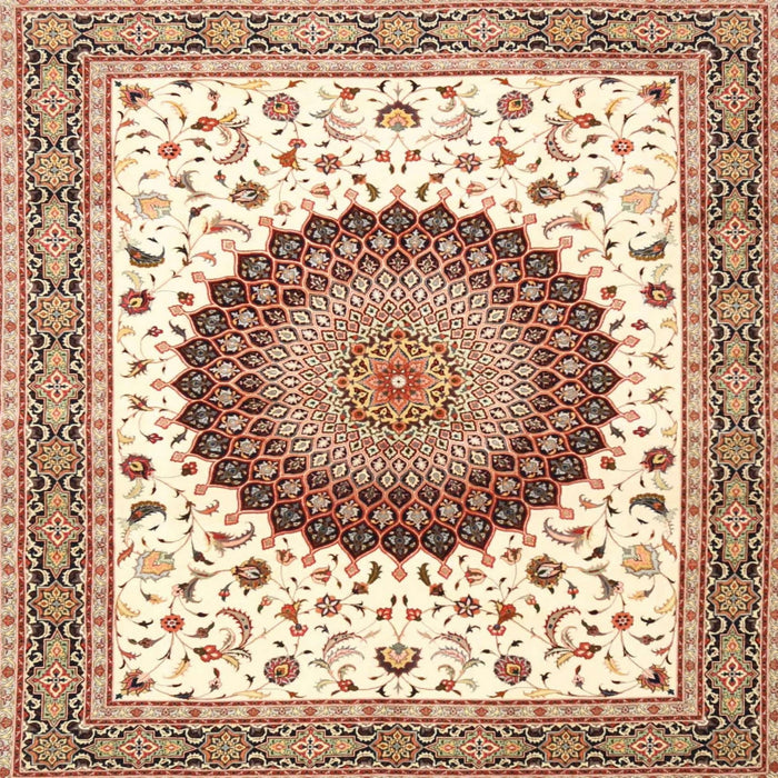 Round Machine Washable Traditional Khaki Gold Rug, wshtr4672