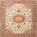 Square Traditional Brown Medallion Rug, tr4673