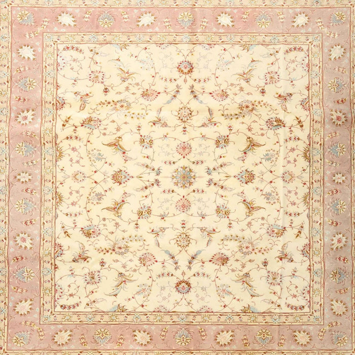 Square Traditional Khaki Gold Persian Rug, tr4674