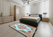 Traditional Light Steel Blue Persian Rug in a Bedroom, tr4676