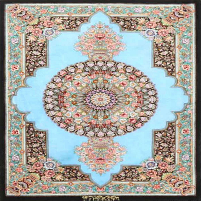 Square Traditional Light Steel Blue Persian Rug, tr4676
