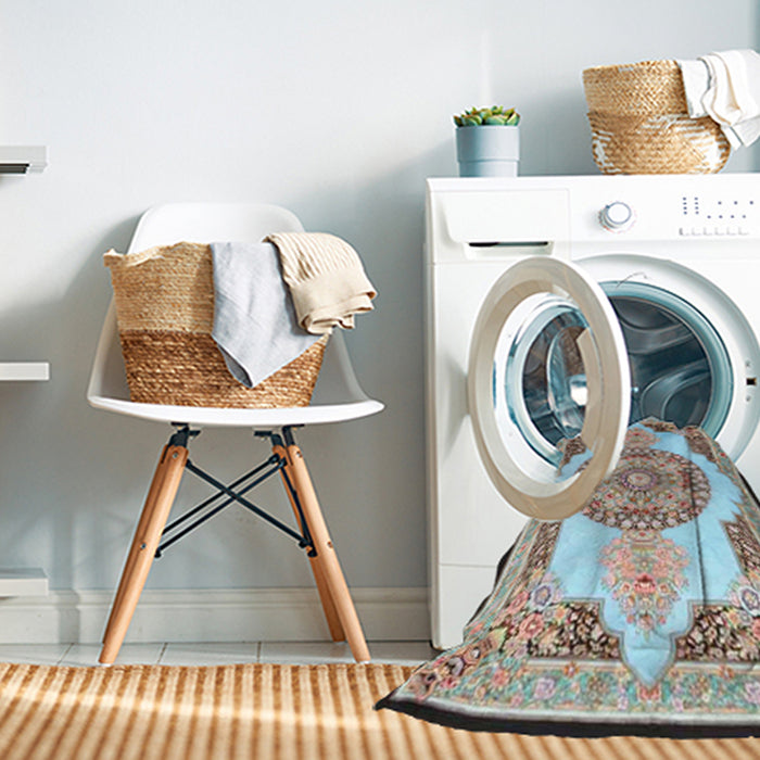 Machine Washable Traditional Light Steel Blue Rug in a Washing Machine, wshtr4676