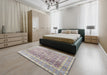 Traditional Pale Silver Gray Persian Rug in a Bedroom, tr4678