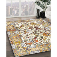 Traditional Golden Blonde Gold Animal Rug, tr4679