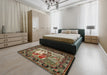 Traditional Brown Medallion Rug in a Bedroom, tr467