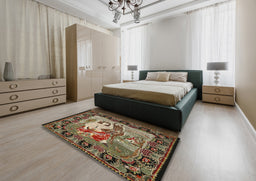 Traditional Brown Medallion Rug in a Bedroom, tr467