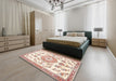 Machine Washable Traditional Moccasin Beige Rug in a Bedroom, wshtr4680