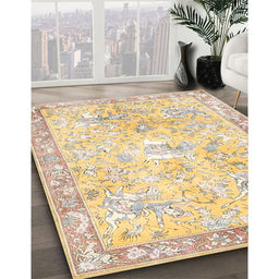 Traditional Brown Gold Animal Rug in Family Room, tr4682