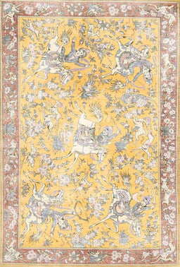 Machine Washable Traditional Brown Gold Rug, wshtr4682