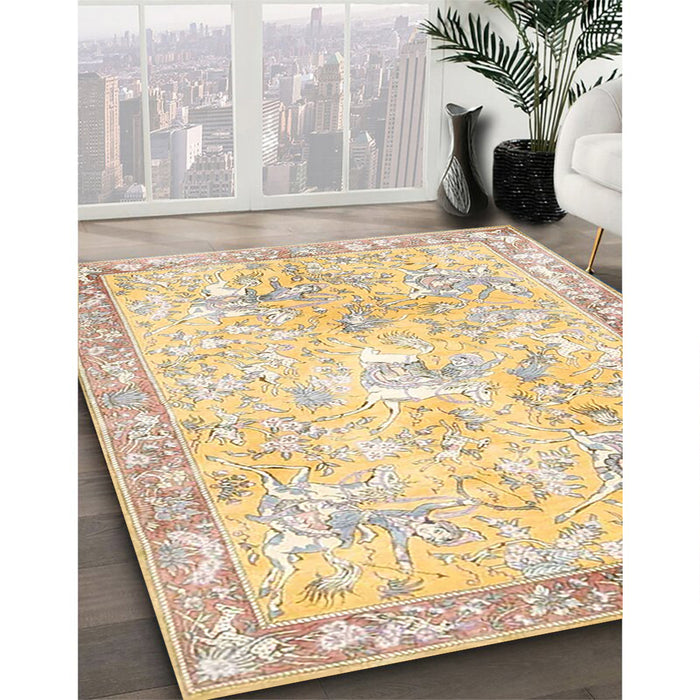 Machine Washable Traditional Brown Gold Rug in a Family Room, wshtr4682