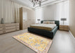 Machine Washable Traditional Brown Gold Rug in a Bedroom, wshtr4682