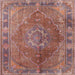 Square Traditional Brown Red Medallion Rug, tr4683