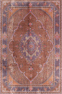 Machine Washable Traditional Brown Red Rug, wshtr4683