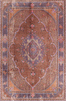 Machine Washable Traditional Brown Red Rug, wshtr4683