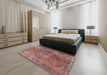 Machine Washable Traditional Brown Red Rug in a Bedroom, wshtr4683