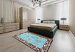 Traditional Dark Almond Brown Animal Rug in a Bedroom, tr4684